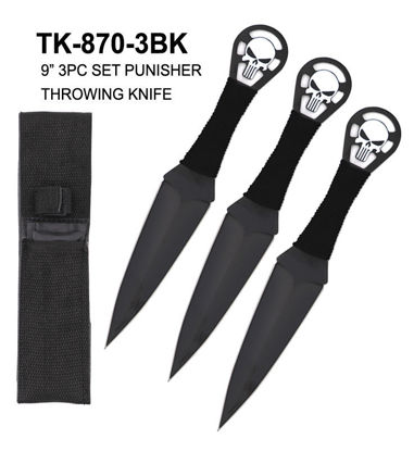 3 Pcs 7.5 Purple Tactical Skull Kunai Throwing Knife Blade